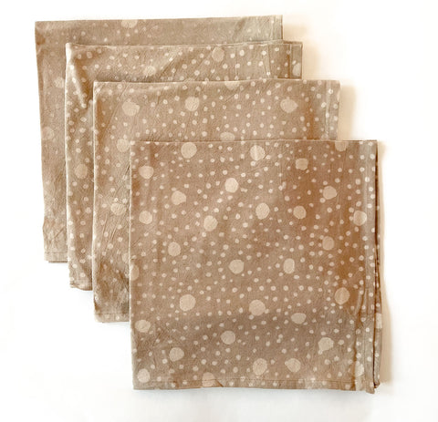 Beige Cosmic Dot Cotton Blockprinted Dinner Napkins Set of 4